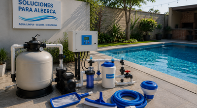 Alberca con sistema de tratamiento y mantenimiento de agua
